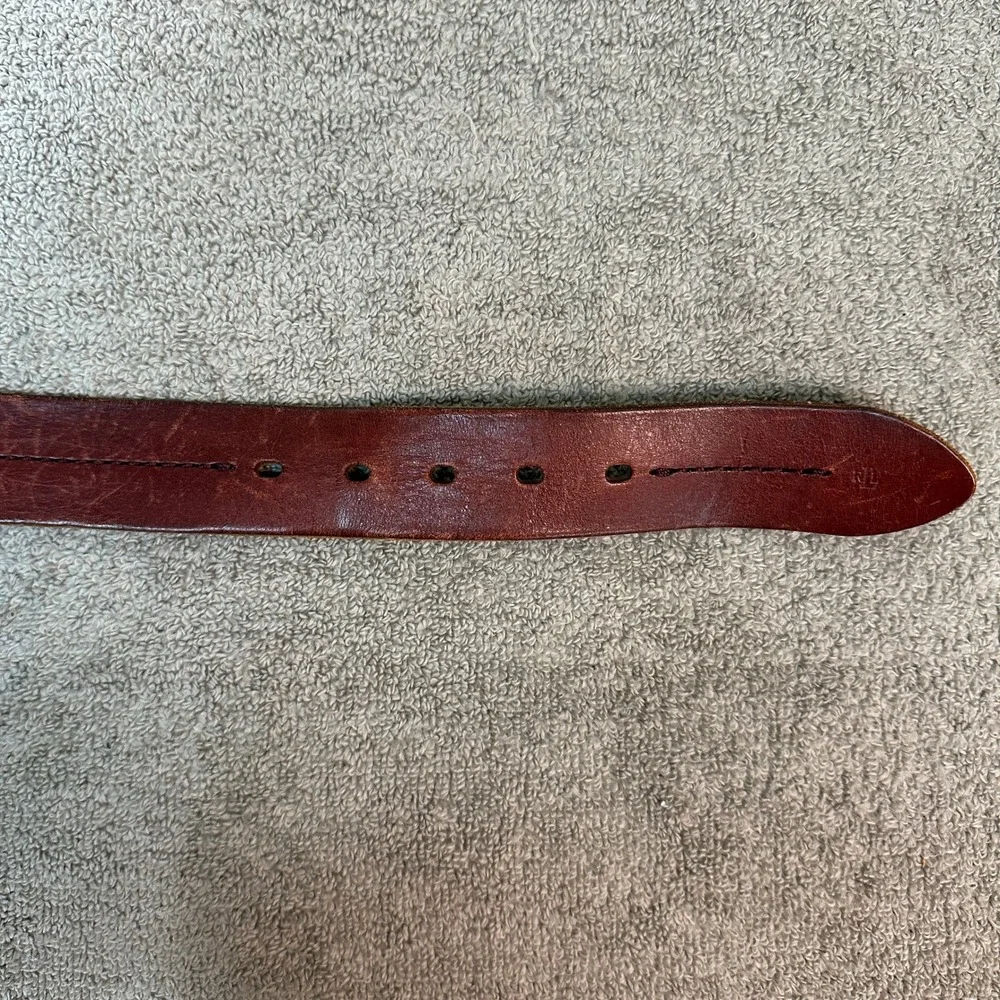 Lauren Ralph Lauren Burgundy Brown Leather Belt Gold Buckle LRL 412076331-213